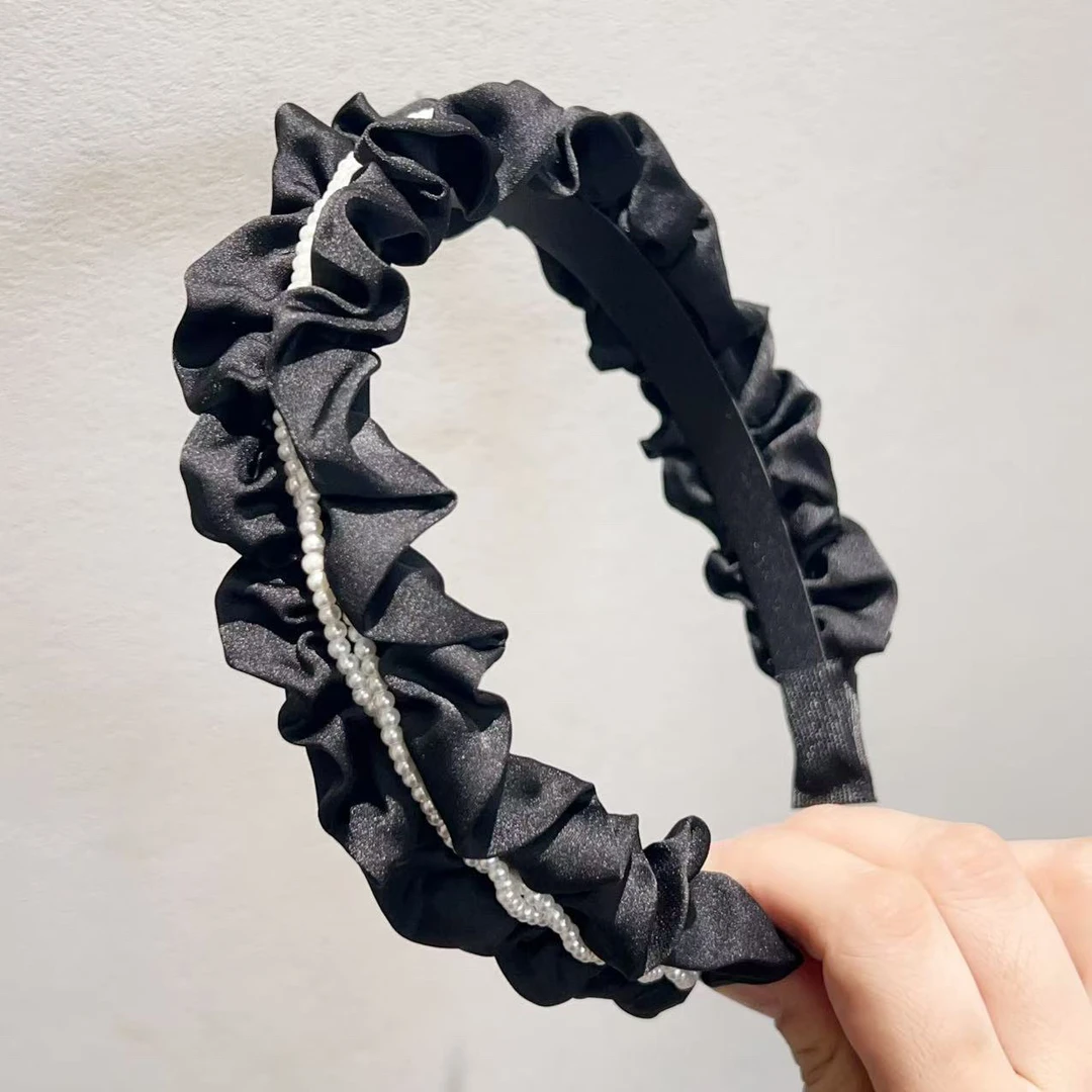 气质褶皱珠珠高颅顶发箍J1785