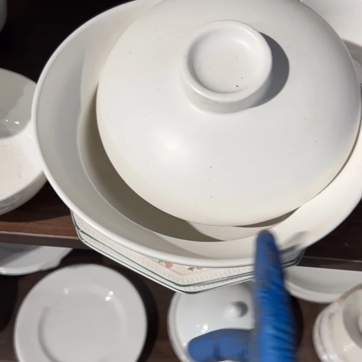 库存尾货大盖碗一套无光釉