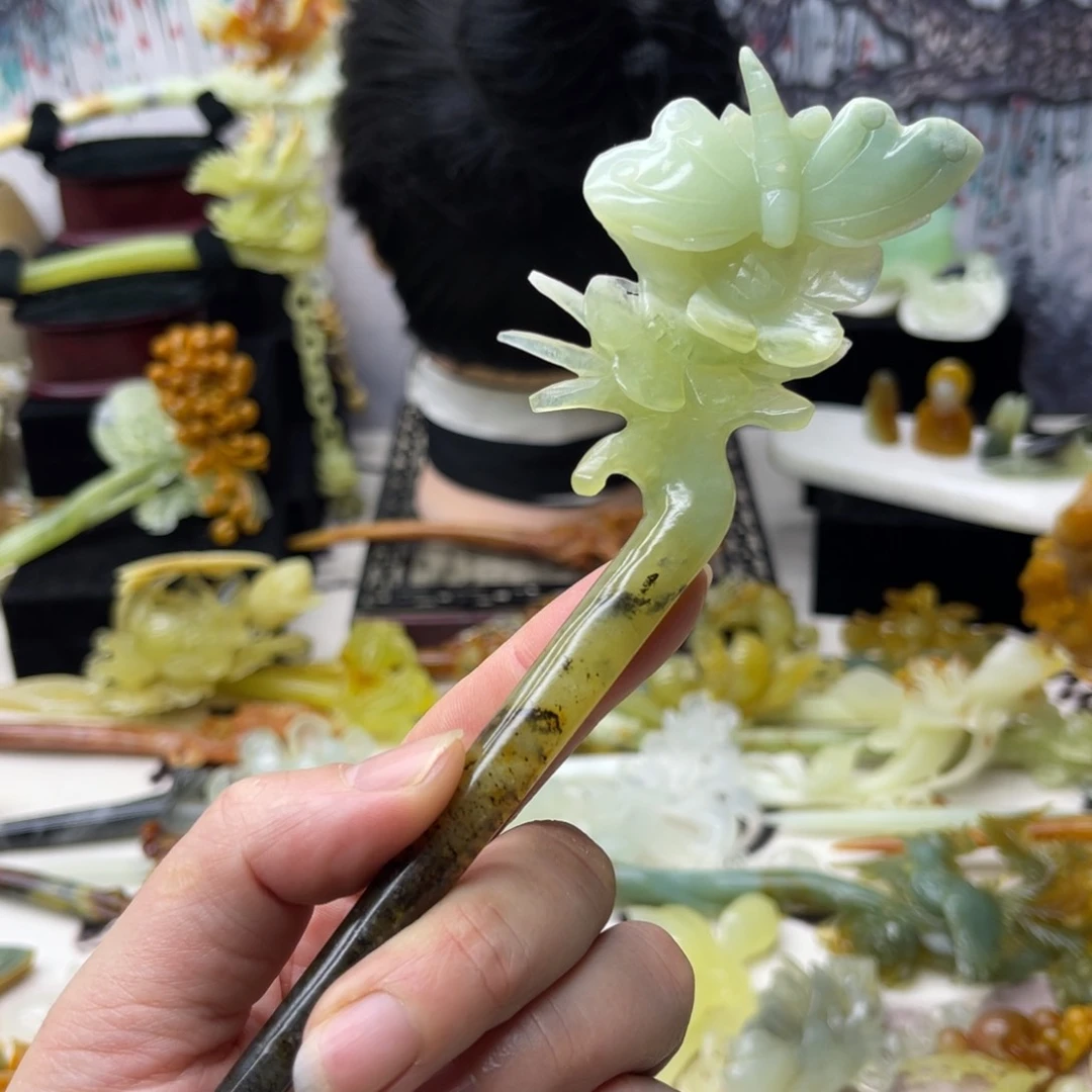 【闪购商品】蛇纹石玉发饰合金