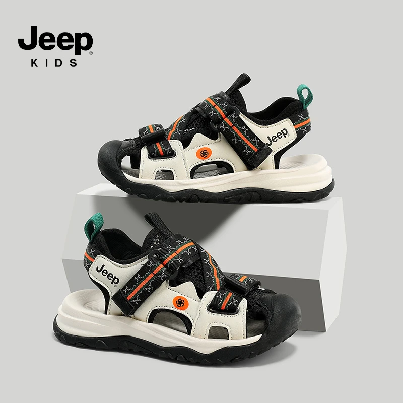 jeep男童沙滩鞋6-12岁潮款女童夏季凉鞋女童轻便运动儿童防滑凉拖