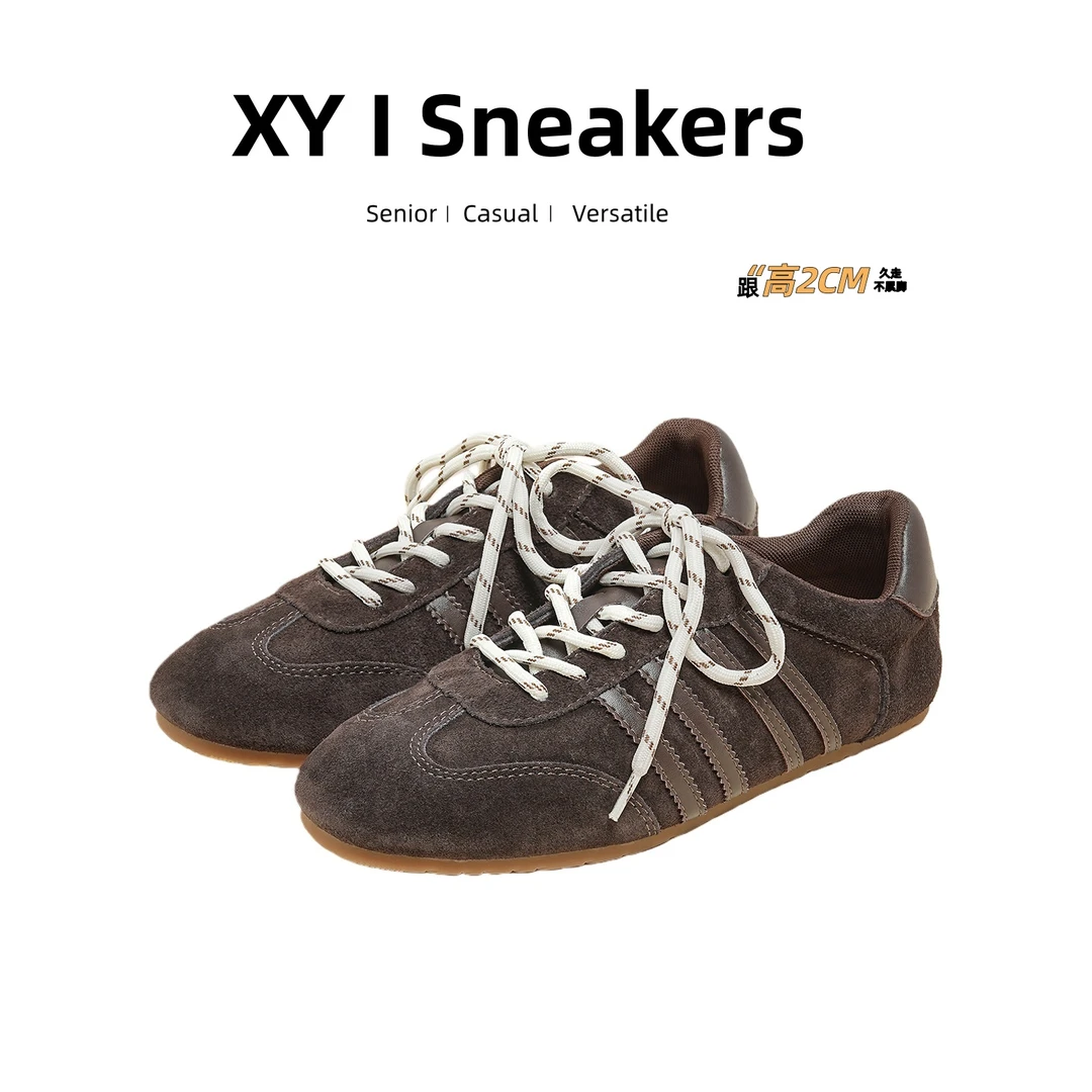 真皮~平底鞋子复古德训阿甘鞋女款百搭新款软底软面经典休闲女鞋