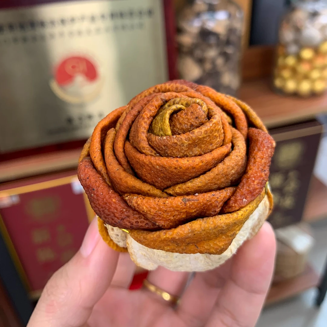 [直播专享]-纯手工制作2024年新会天马圈枝大红皮柑香陈皮玫瑰花