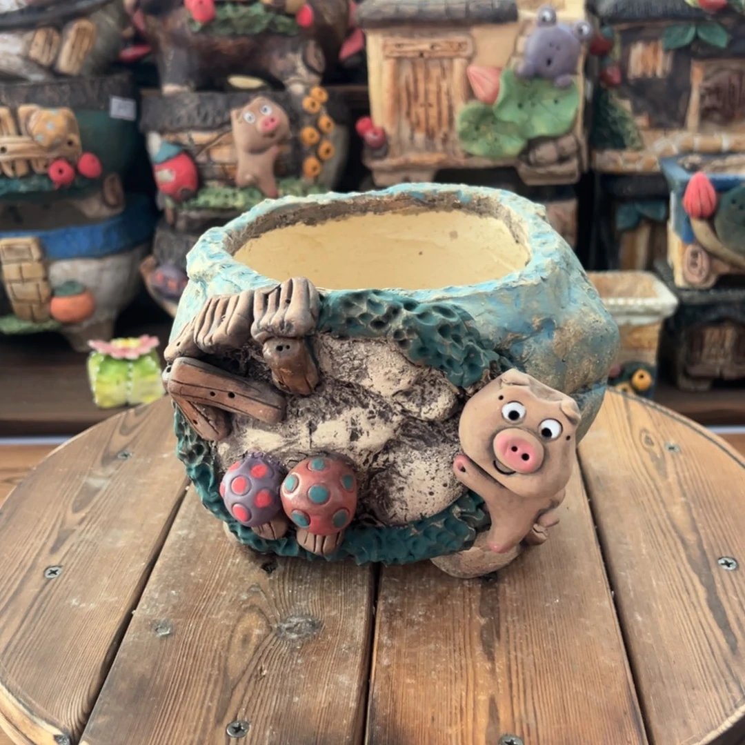 红陶嘻哈多肉花盆