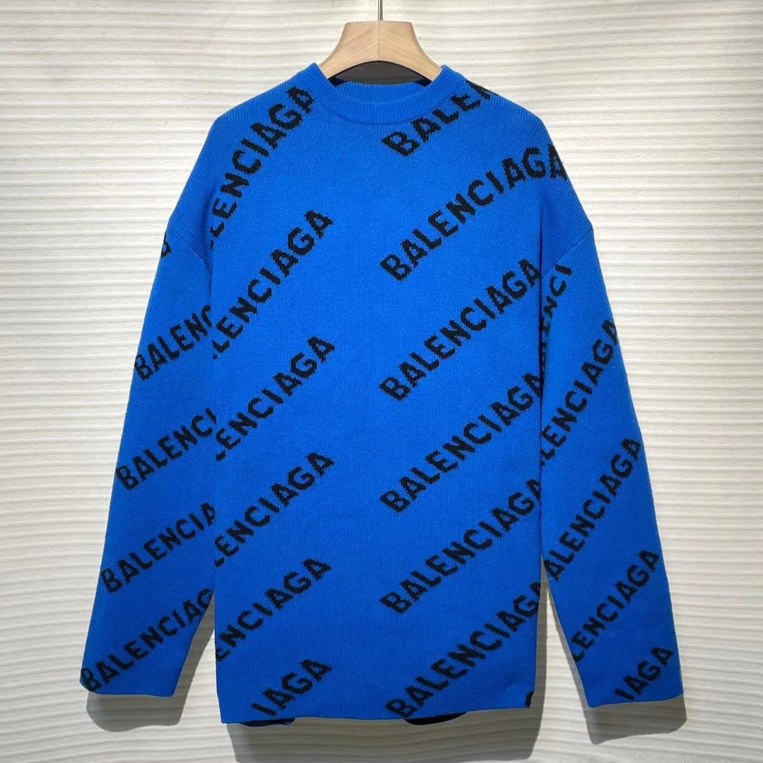 95新 Balenciaga/巴黎世家 弹幕满印 休闲 毛衣/XS码/XG-Y15137