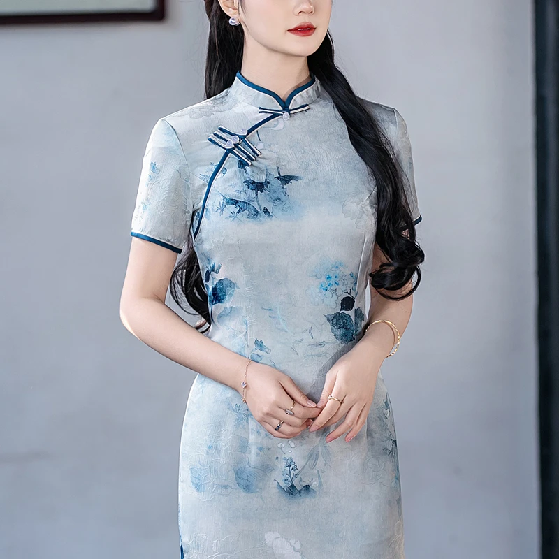 高端新中式旗袍绝美民国风2025新款修身长裙老上海日常可穿晚礼服