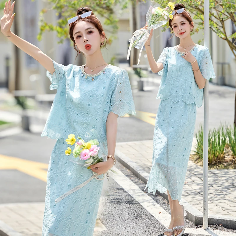 小香风套装女夏季2025新款轻奢高级感气质名媛刺绣富家千金两件套