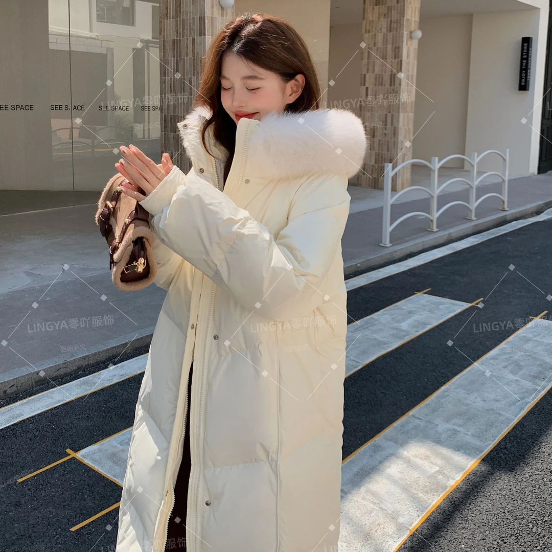 超好看羽绒服女中长款90白鸭绒2025秋冬季新款大毛领加厚爆款外套