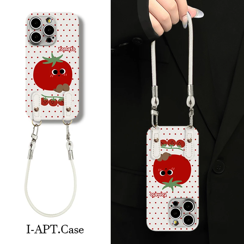 波点可爱红番茄菲林软壳适用iPhone苹果16手机壳华为oppo小米vivo