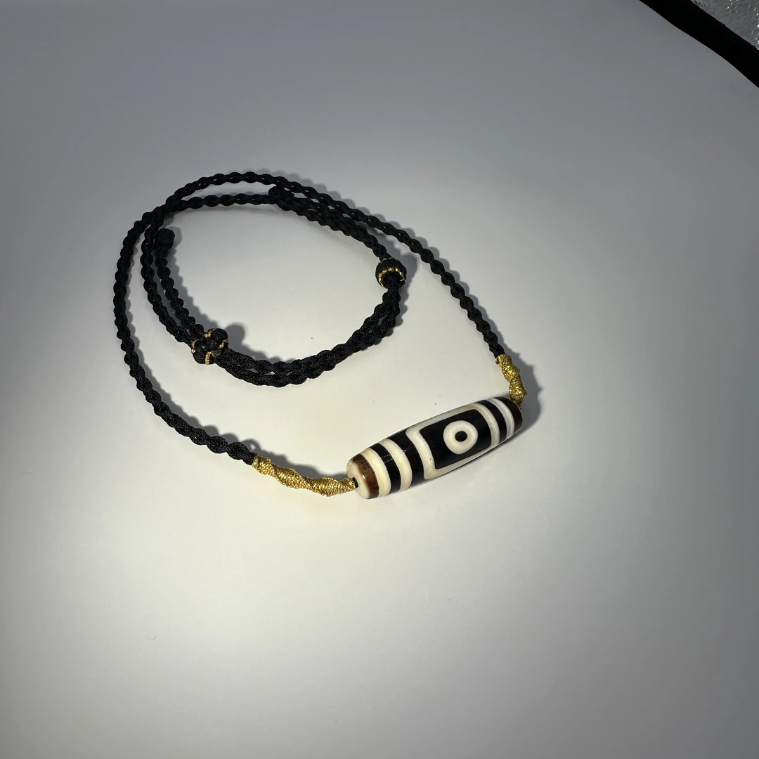 聚源博古地门两眼天珠对孔41.4mm珠径12mm