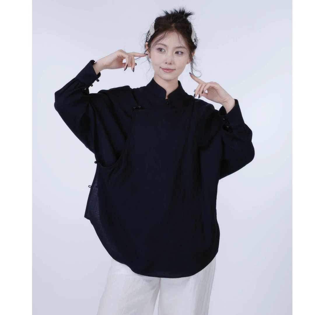 【卓日雅】7759新款桃花皱多色长袖立领衬衣改良蒙古服饰