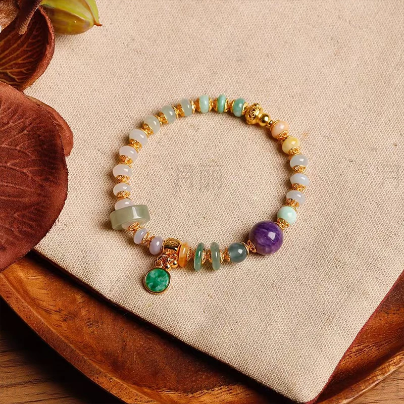 月丽2025年秋冬新品 天然翡翠手串7毫米 紫龙晶12毫米