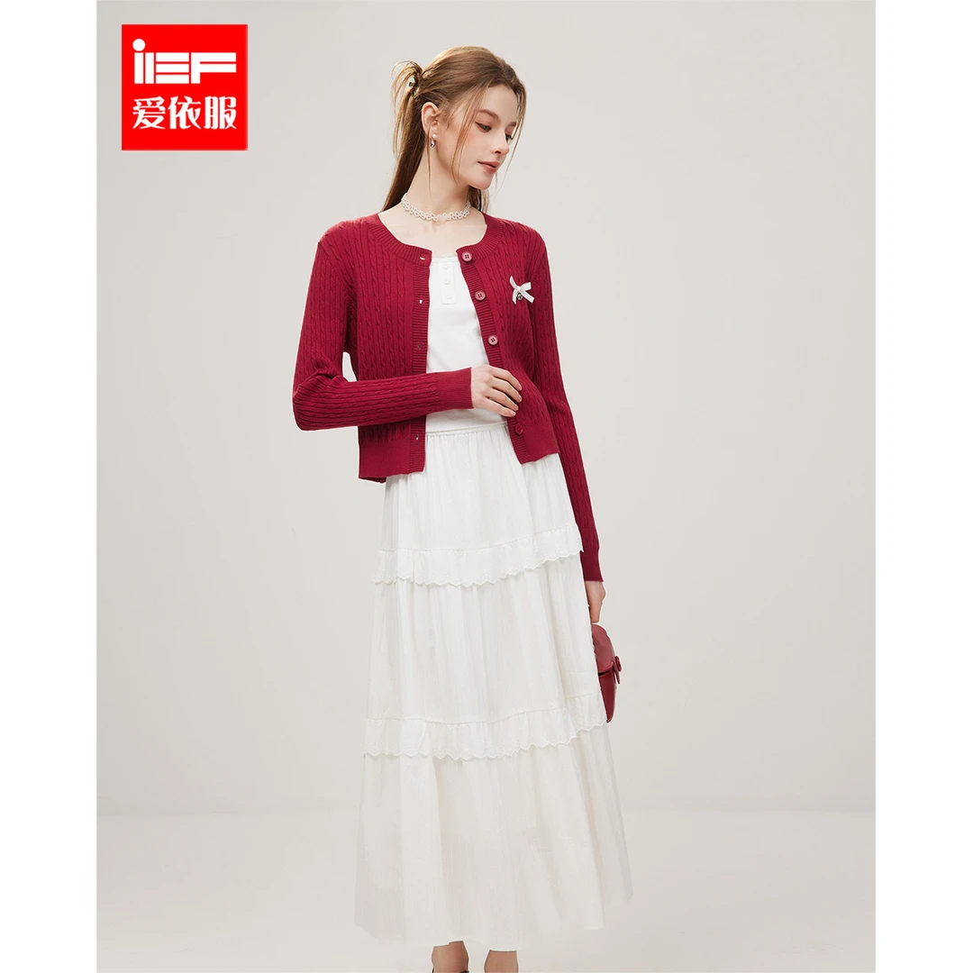IEF/爱依服时尚套装2025秋季新款法式甜美减龄少女风上下三件套裙