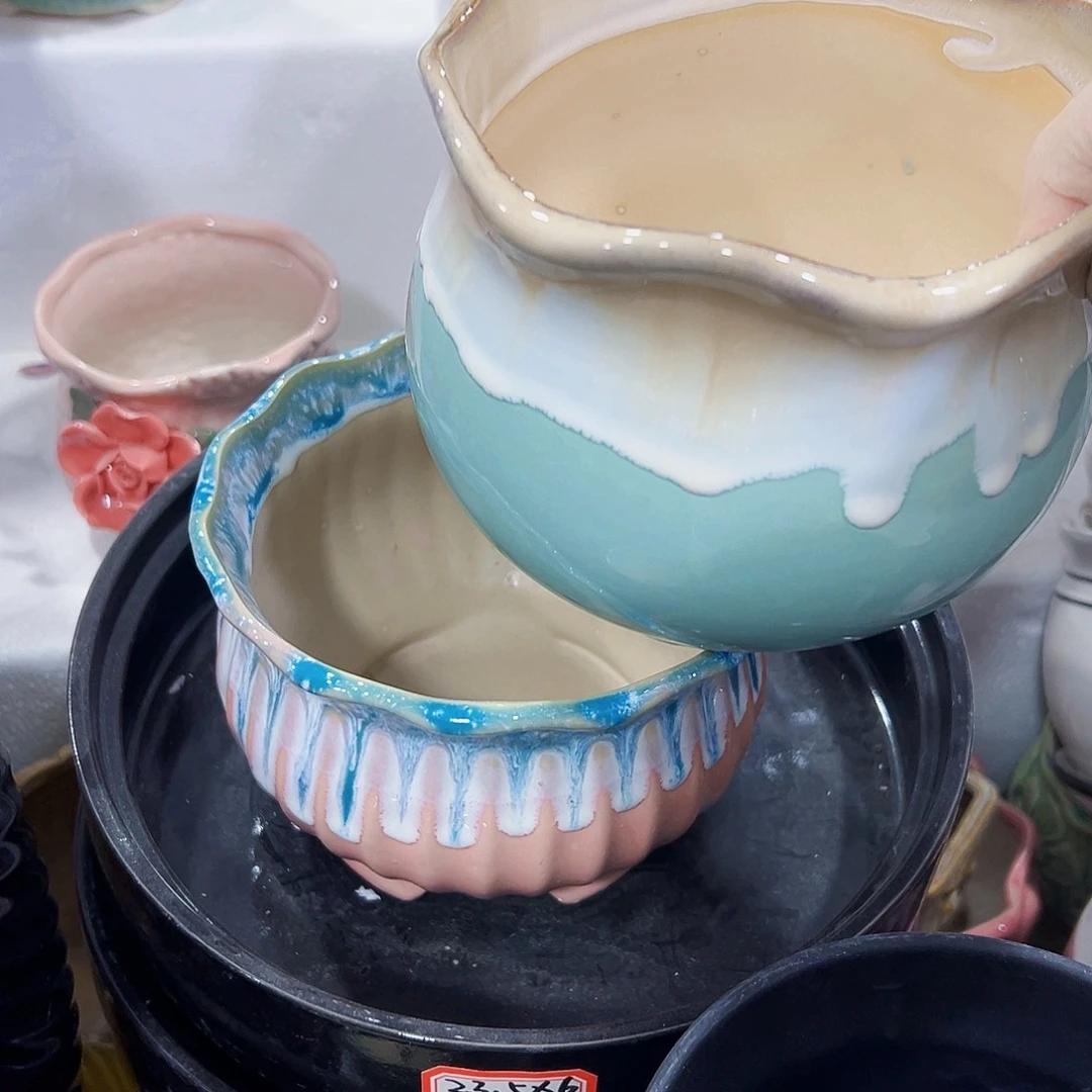 有孔外贸尾单陶瓷花盆凑单10米包邮