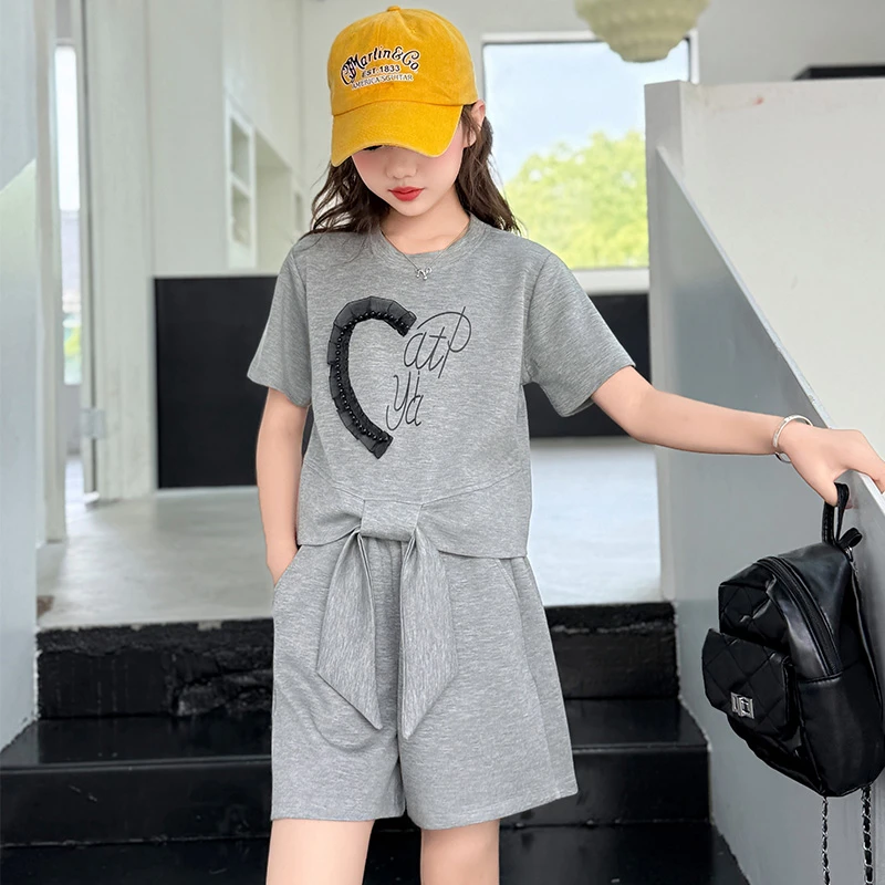 女童套装夏季薄款儿童短裤两件套洋气时尚休闲女孩中大童夏装潮流
