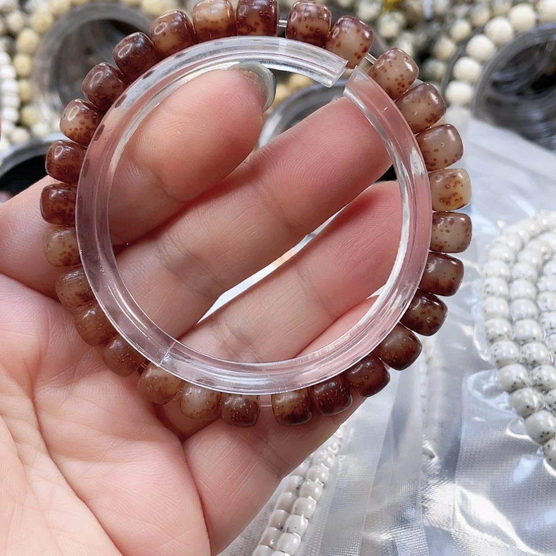 S***爸星月菩提手串原生态粉冰玉化手串尺寸8