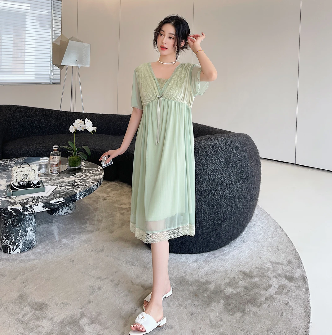 清款宫廷风睡裙家居服可外出可居家断码福利