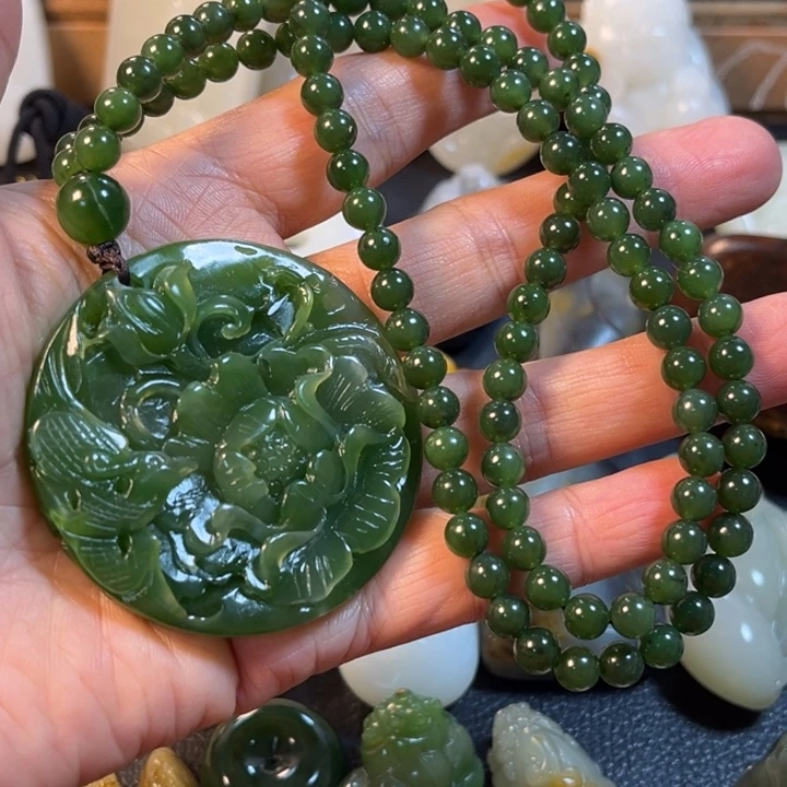 和田玉（碧玉）未镶嵌吊坠(赠链)