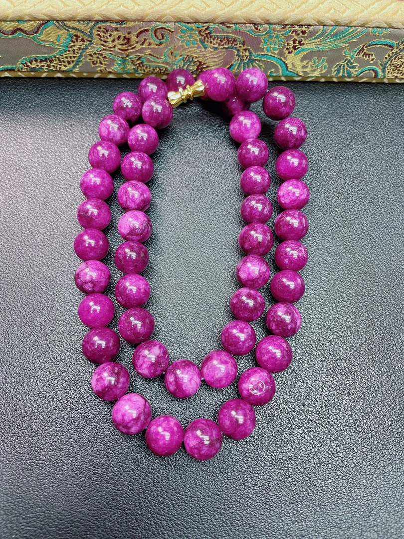 紫色10mm圆珠DIY项链Q914