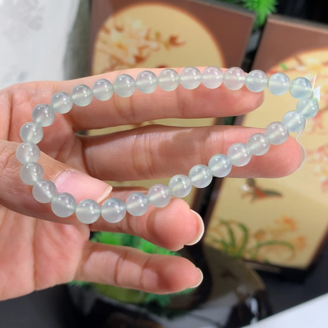 翡翠未镶嵌手串卡6正冰起光蓝晴手串