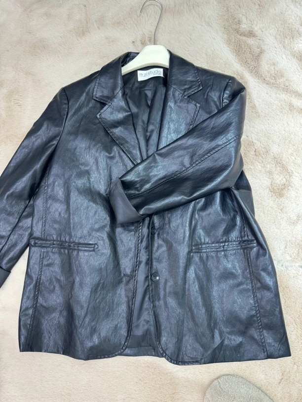 882027#新款男友风皮衣外套欧若风