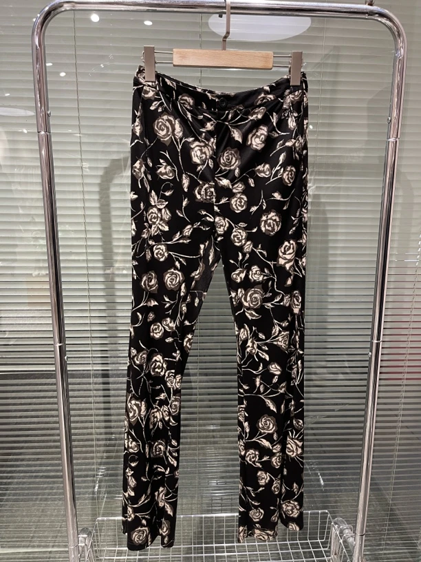 JR｜玫瑰花图案喇叭裤370773