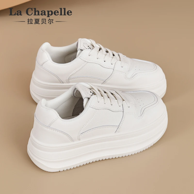 拉夏贝尔秋季新款厚底小白鞋2025百搭休闲女鞋时尚高颜值运动板鞋