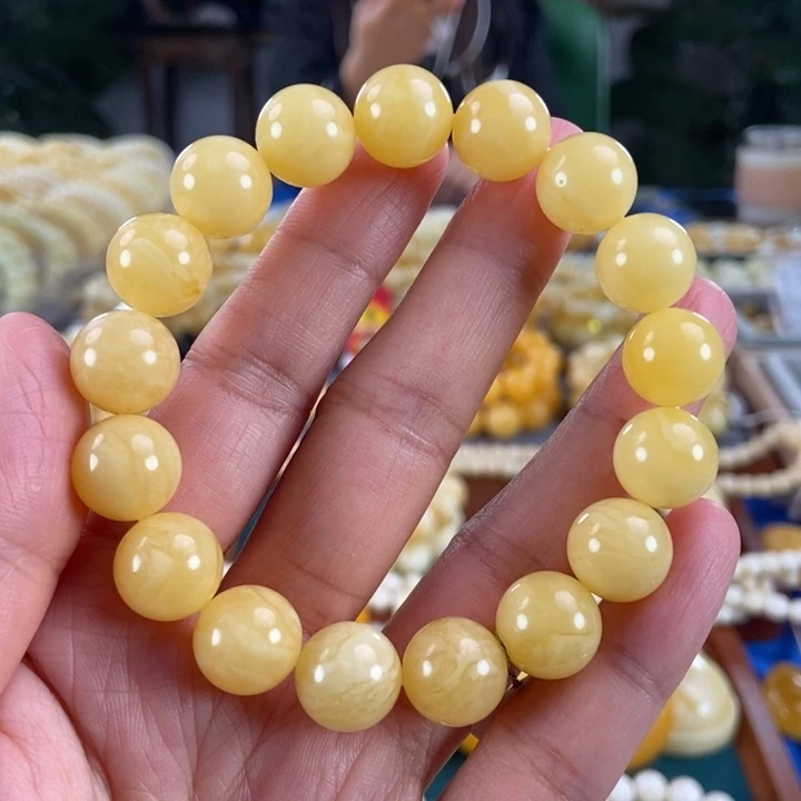 琥珀未镶嵌珠宝奇石12+满蜡圆珠19.48