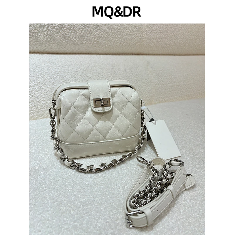 MQ&DR时尚小众菱格盒子包2025新款单肩斜挎包MR&DR5196