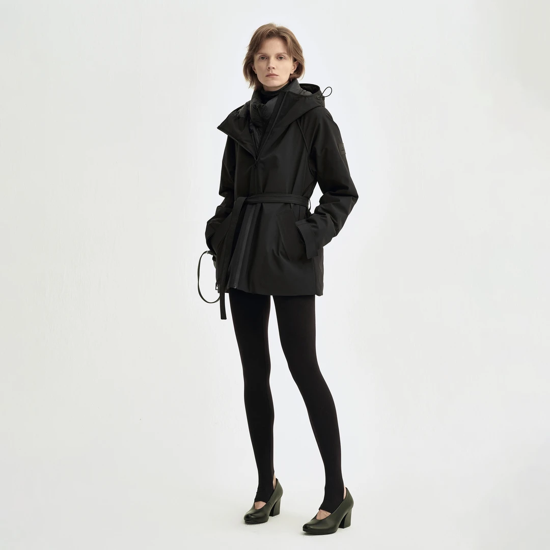 白弓BAIGONG/新野之风设计感廓形羽绒风衣52736X