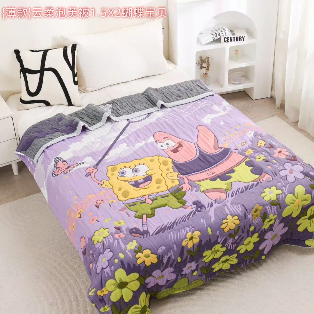 【蝴蝶宝贝】150*200  A类全棉纱布云朵泡芙被