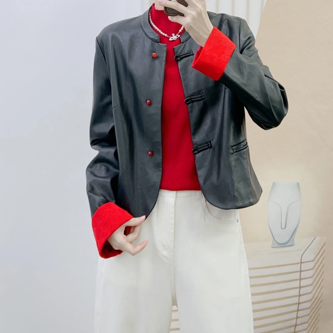 165时尚韩版休闲百搭短款皮衣外套24165/GP