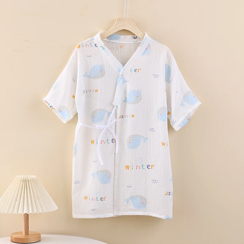 夏季薄款浴巾A类100%纯棉卡通儿童睡衣宝宝居家服小清新洗澡浴袍