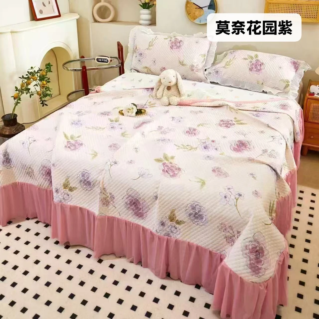 【喜乐家纺】数码印花床裙式按摩冰冰席-5.25