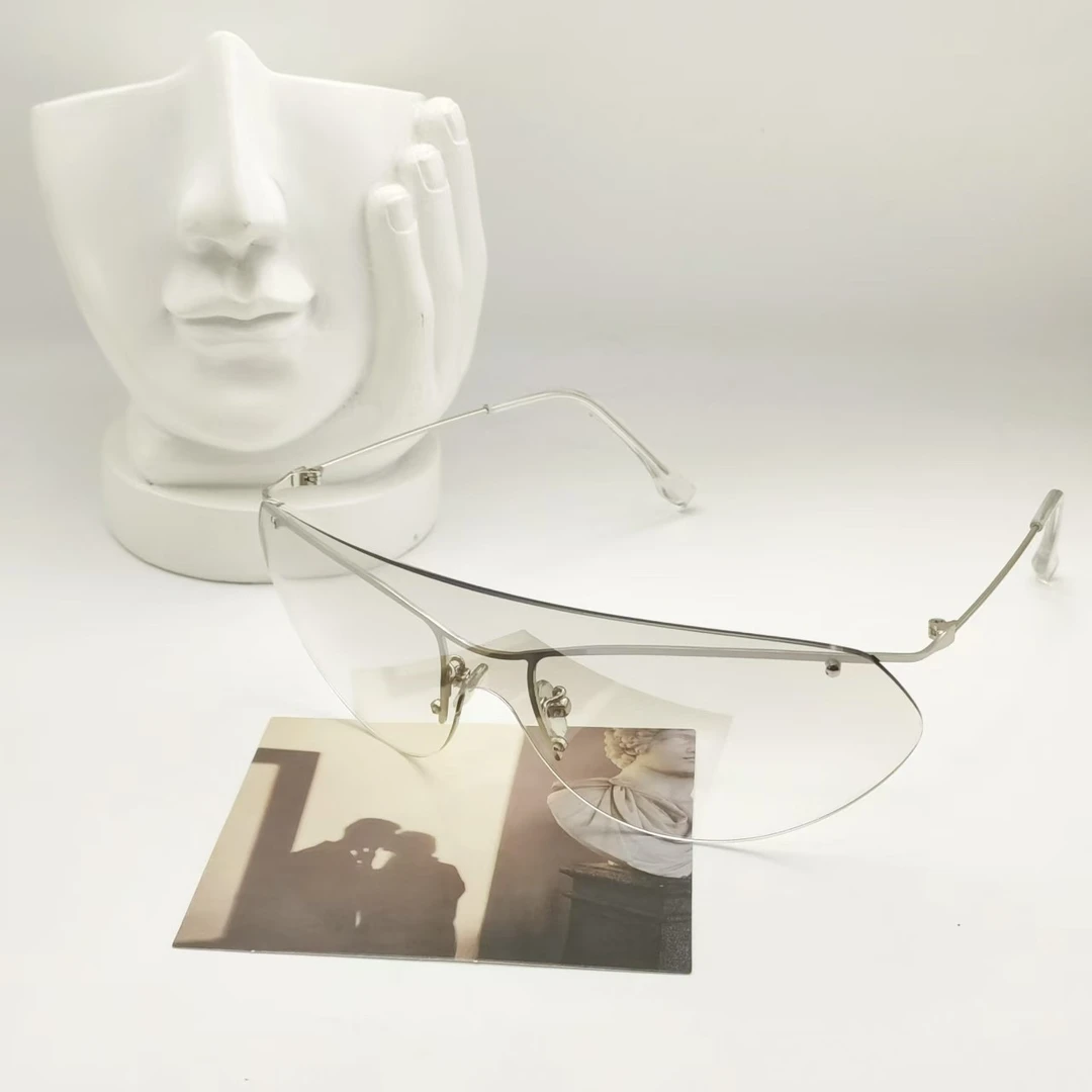 【5104】科技感连体平光镜男女同款不挑脸型复古防蓝光镜可配度数