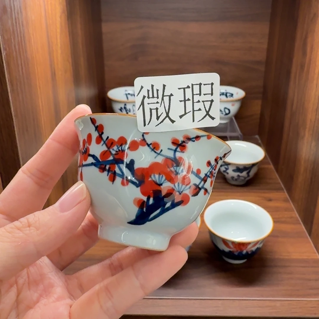 釉下手绘茶具微瑕