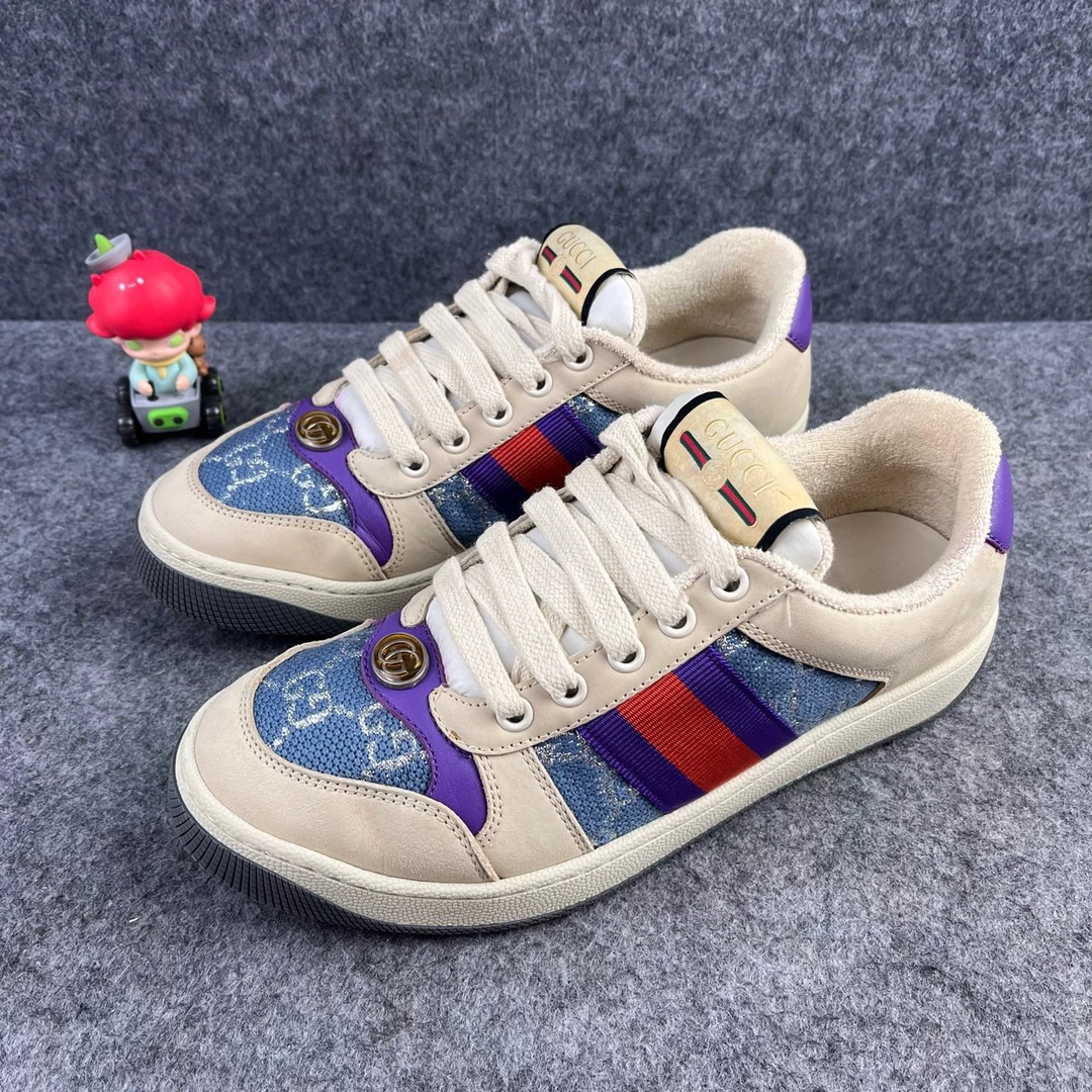 95新 GUCCI/古驰 双G珐琅logo满印脏脏鞋 36.5码