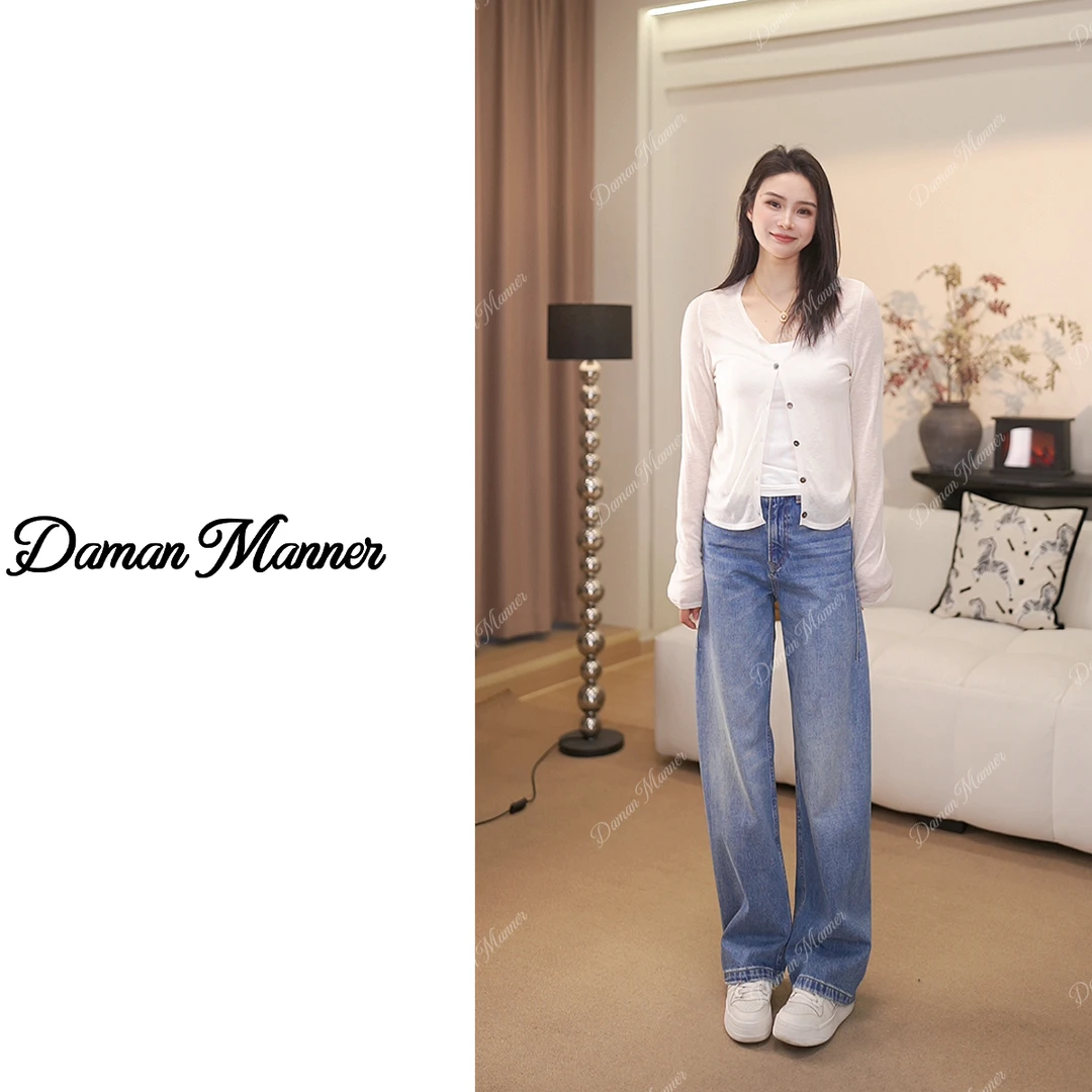 DAMAN | 春季春季一片式阔腿裤复古水洗百搭直筒裤显瘦DM25116