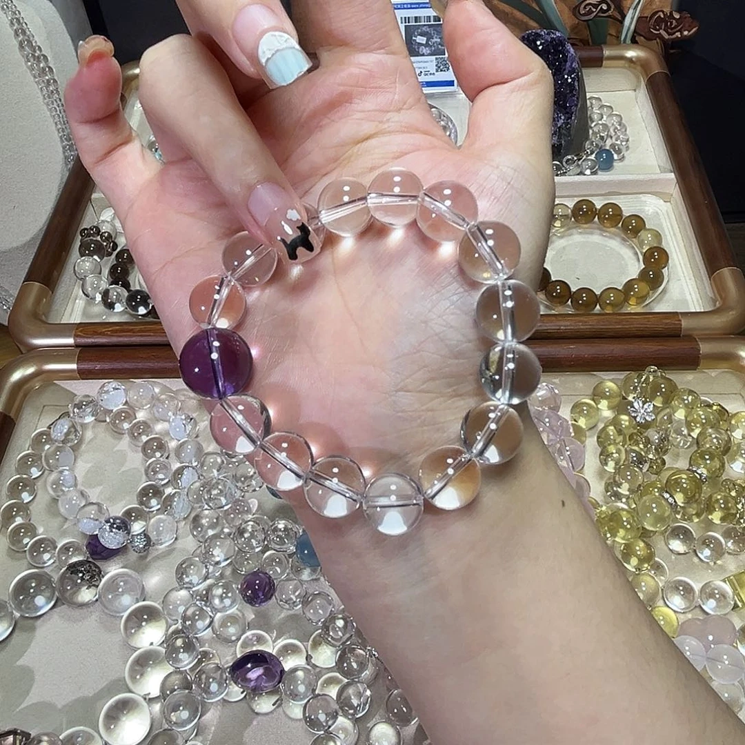 手链未镶嵌烟晶12白➕14.8巴西紫全净体