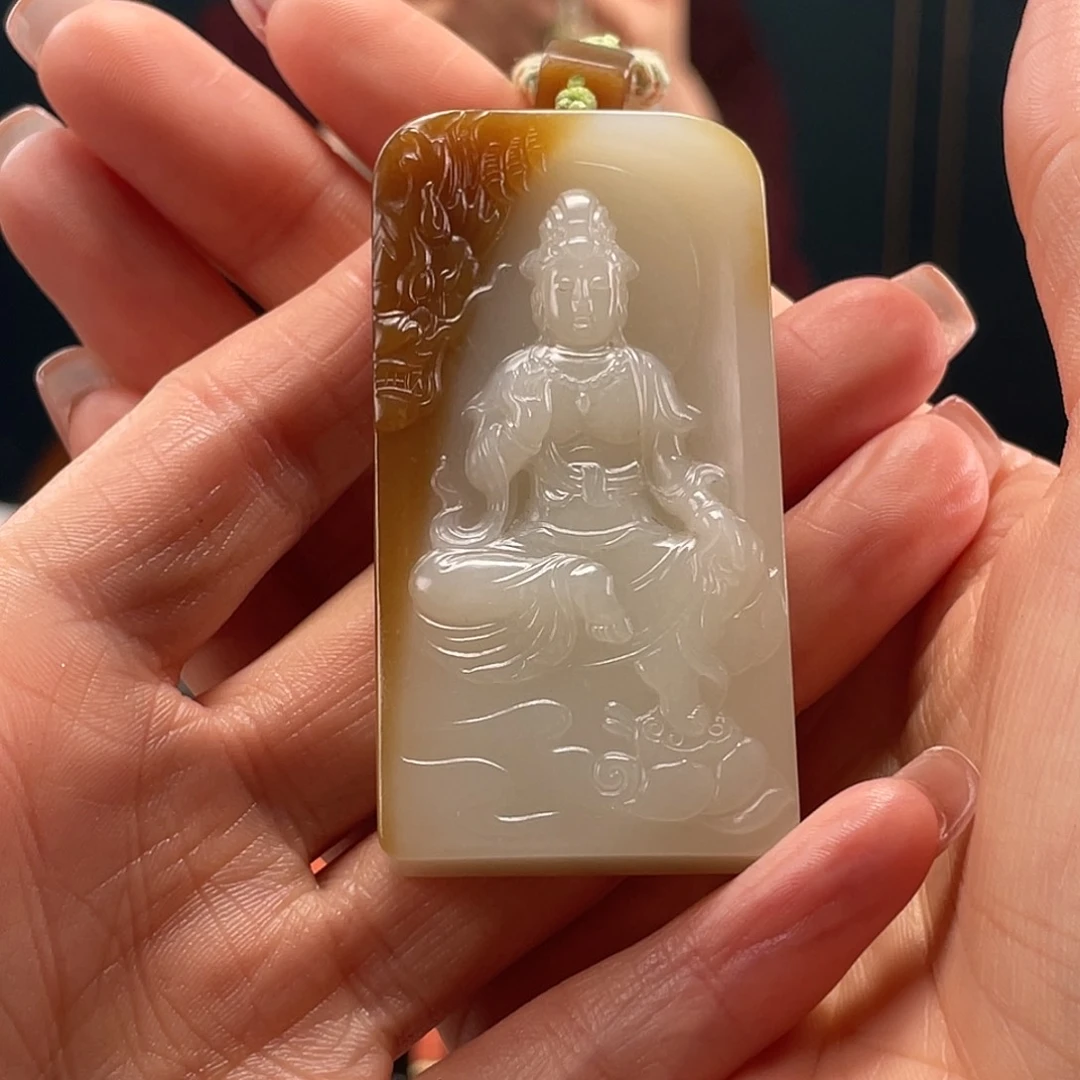 和田玉吊坠(不含链)未镶嵌寒*纪金山糖