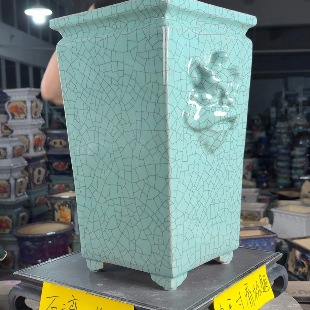 一风堂石湾花盆 内17高37开片微瑕