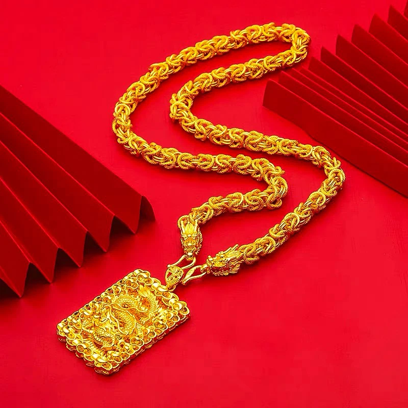 合金项链 龙骨项链加观音龙牌套装 霸气时尚 大气精美