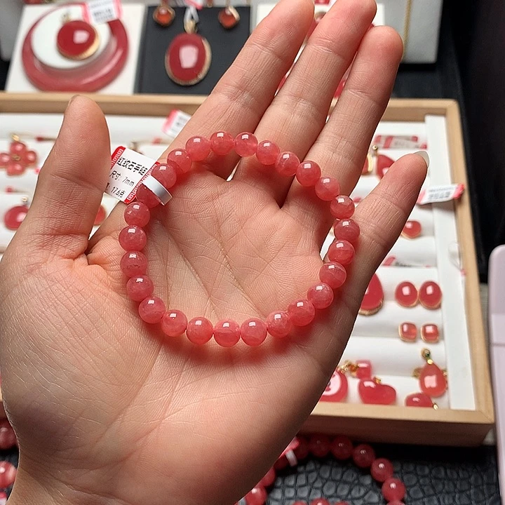 菱锰矿（红纹石）未镶嵌手绳