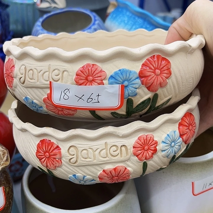 多肉绿植陶瓷花盆9.9包邮，有孔