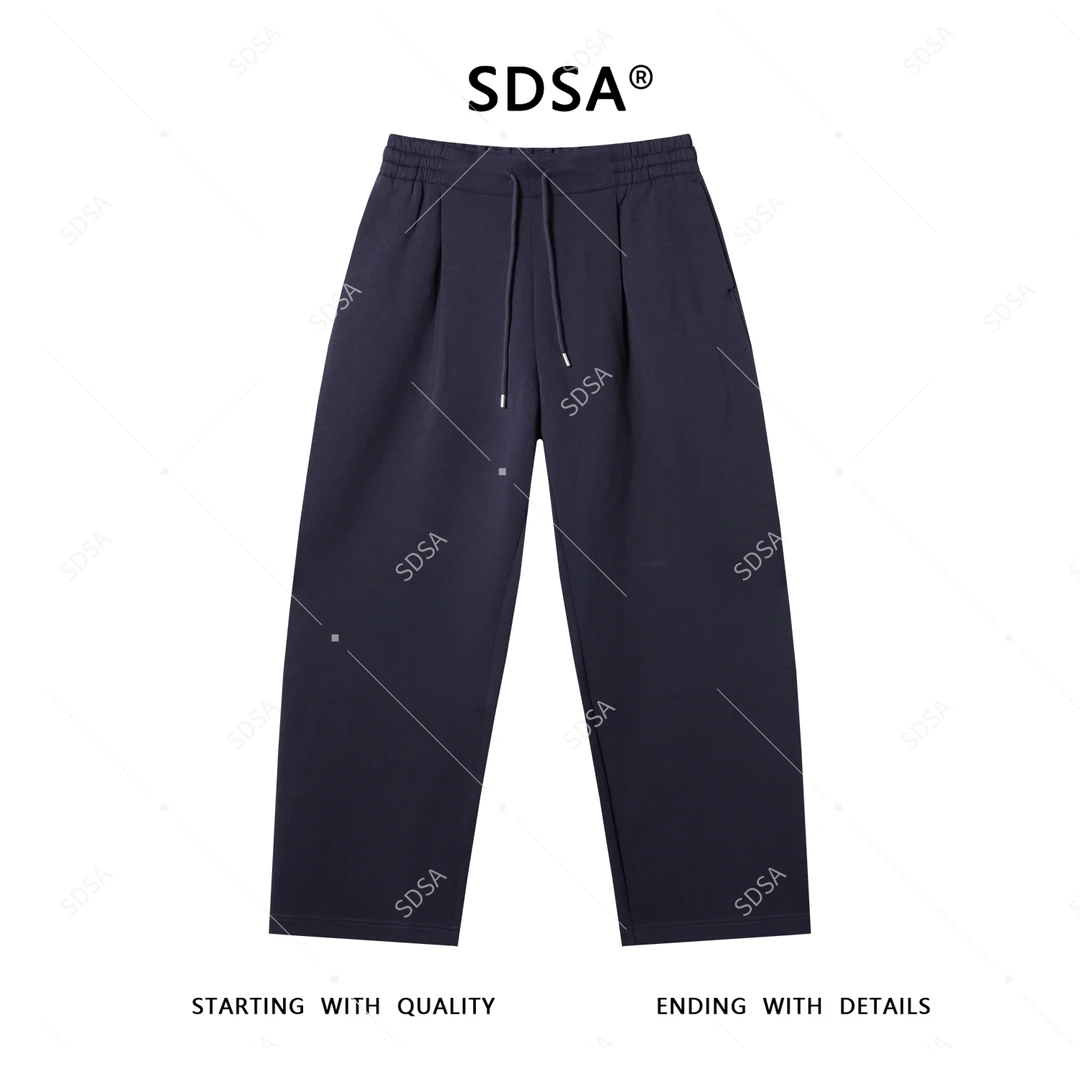 SDSA男士2025新款轻奢痞帅男装简约纯色抽绳直筒裤百搭时尚休闲裤