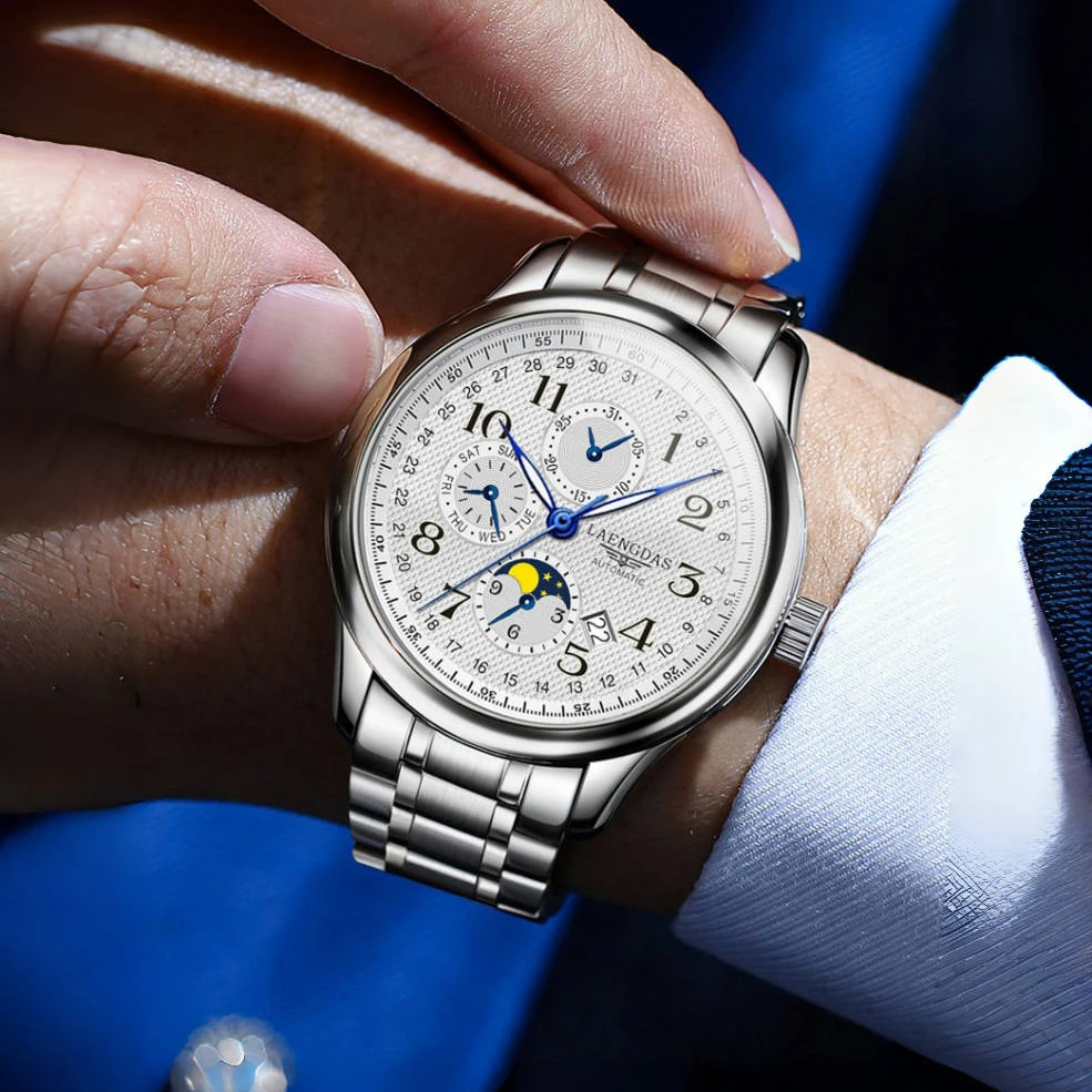 【正品直发】双日历钢带/八针月相/匠心独造夜光/42m/送皮带P