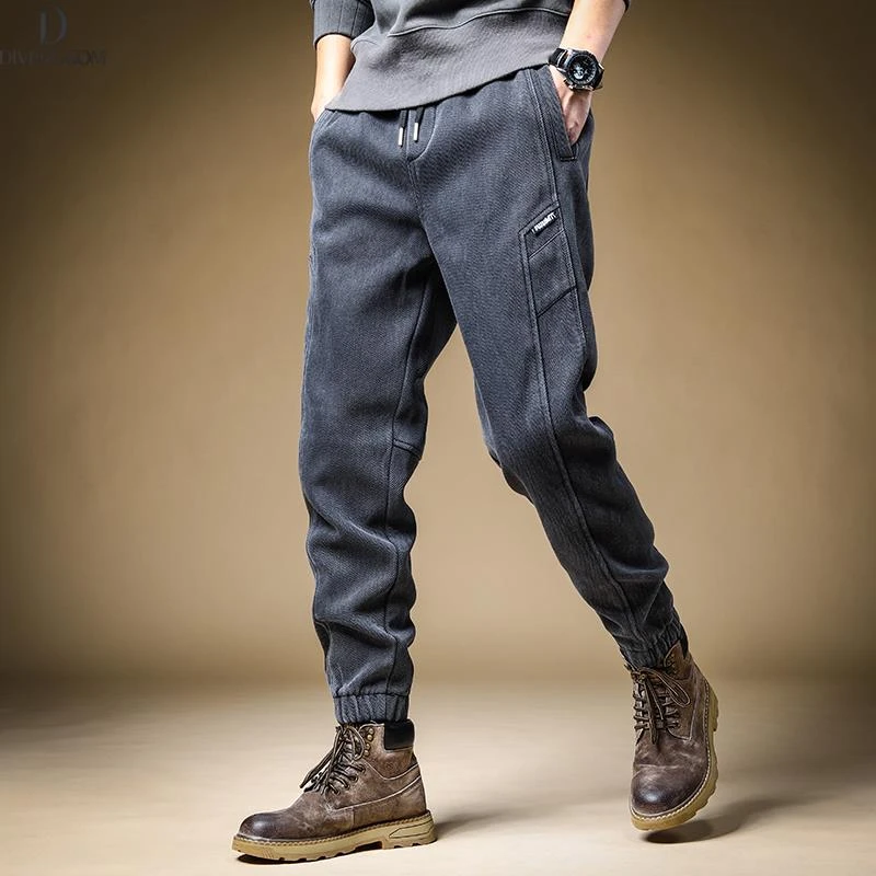 DIIIVERGOM轻奢痞帅秋冬加绒加厚宽松束脚工装裤男休闲冬季慵懒风