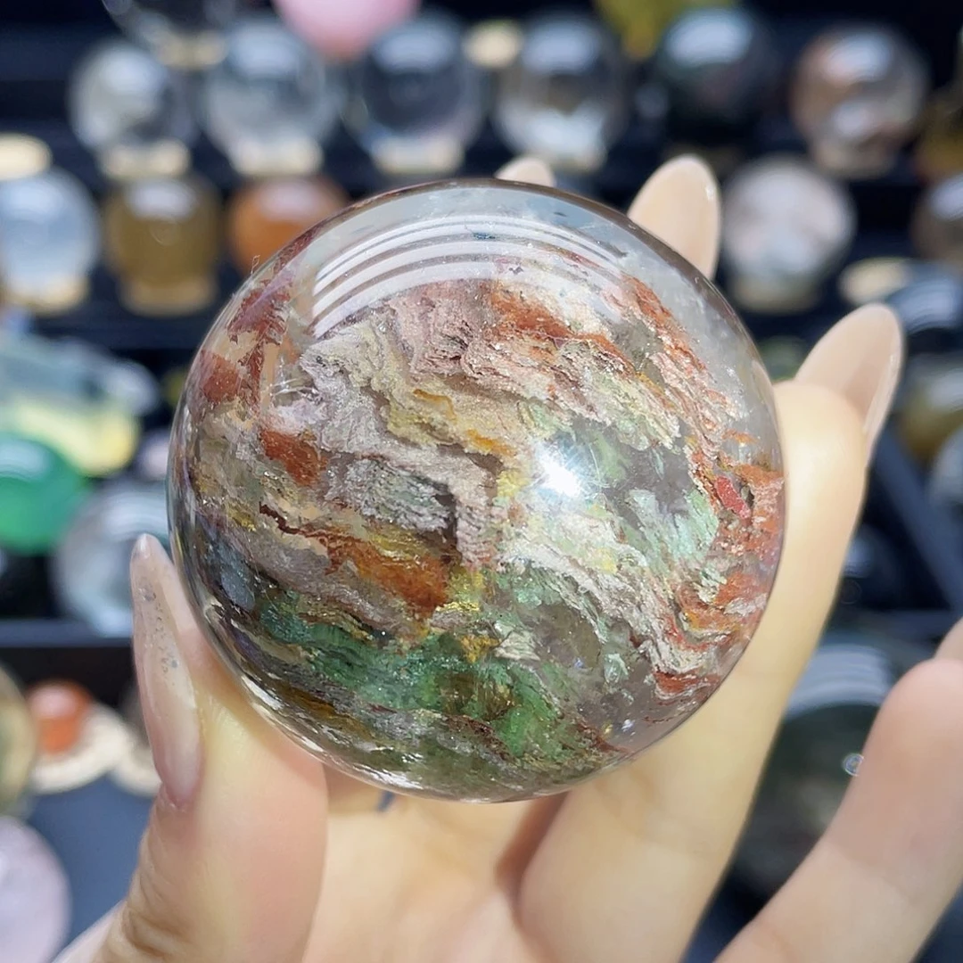 水晶未镶嵌珠宝半成品天然千层幽灵52mm