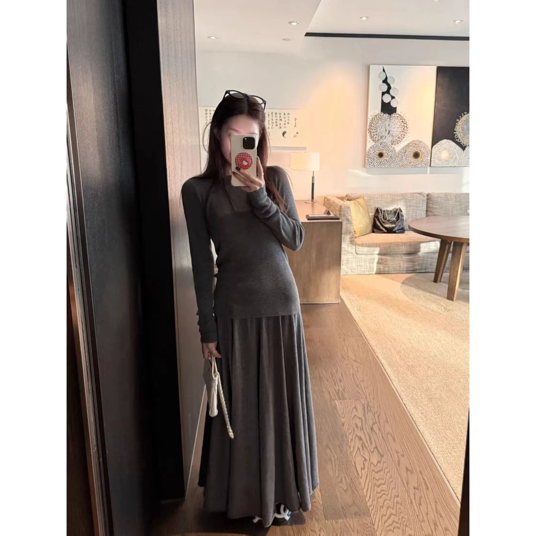 Y5398 【温柔糯糯 】法式少女感温柔风软糯上衣~气质优雅半身裙套装