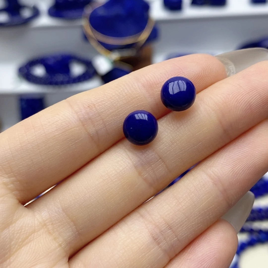 青金石未镶嵌耳饰8mm