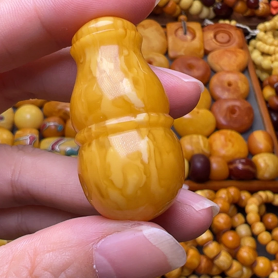 琥珀未镶嵌珠宝奇石葫芦三通